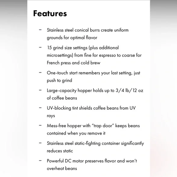 OXO Brew Conical Burr Coffee Grinder - Picture 7 of 8